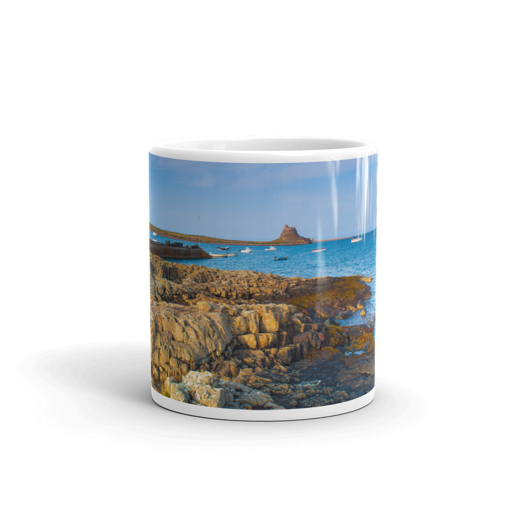 Lindisfarne Castle, Northumberland, White Glossy Mug