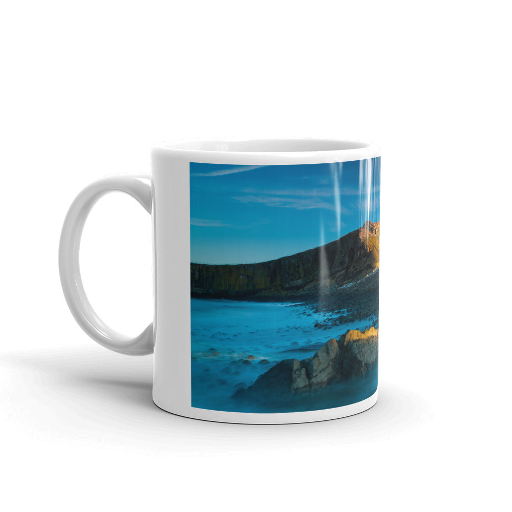 Dunstanburgh Castle, Northumberland, White Glossy Mug