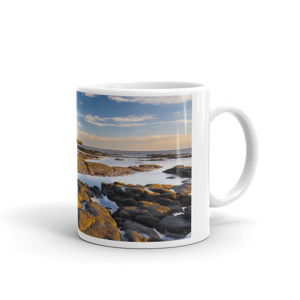 Amble Pier, Northumberland, White Glossy Mug