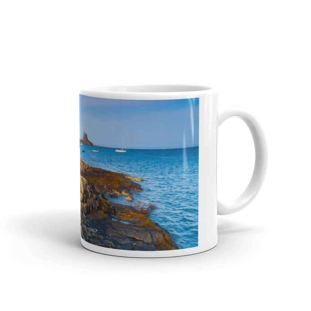 Lindisfarne Castle, Northumberland, White Glossy Mug