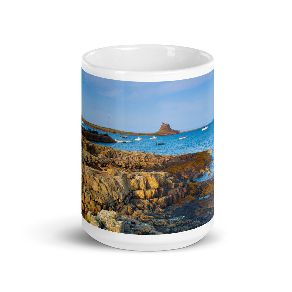 Lindisfarne Castle, Northumberland, White Glossy Mug