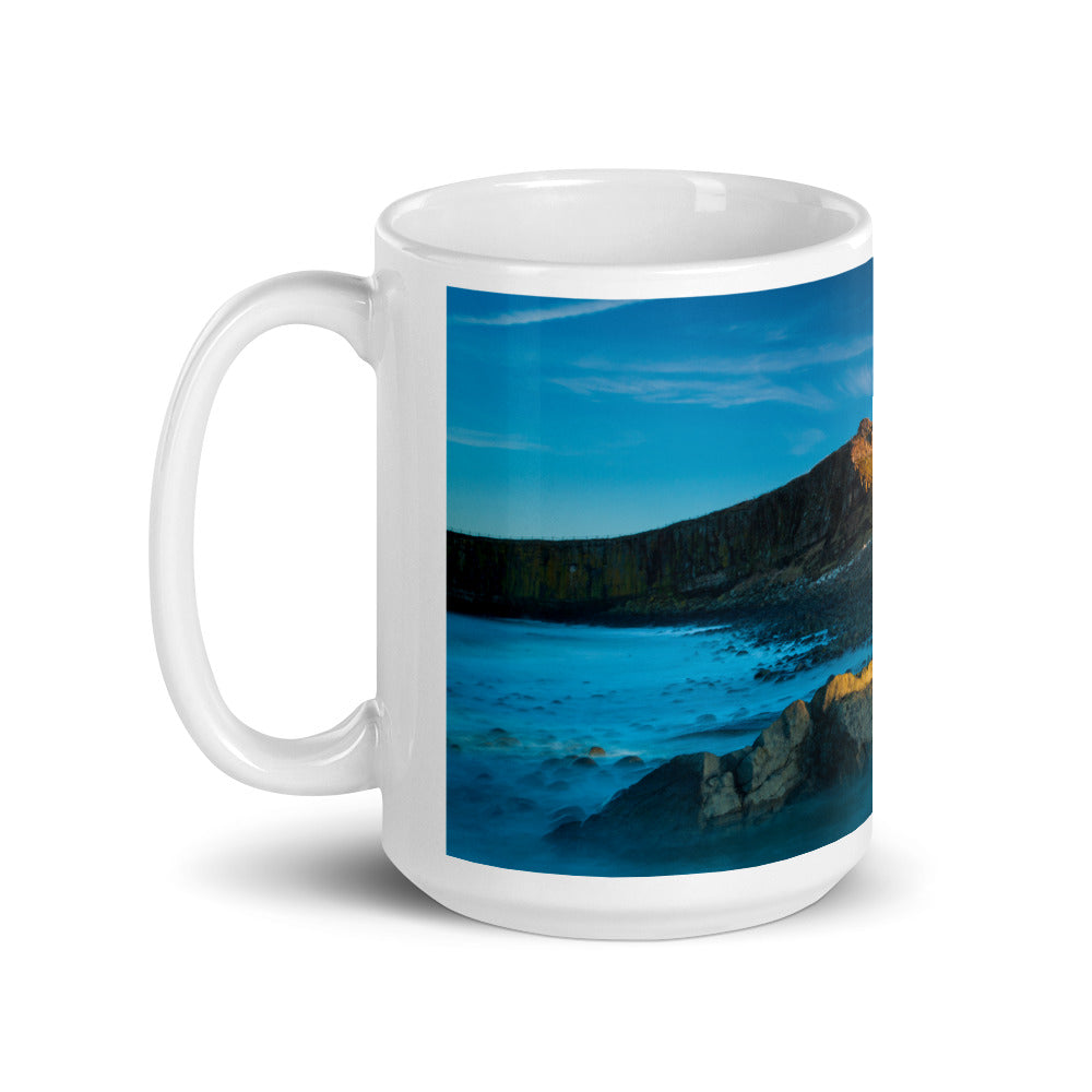 Dunstanburgh Castle, Northumberland, White Glossy Mug