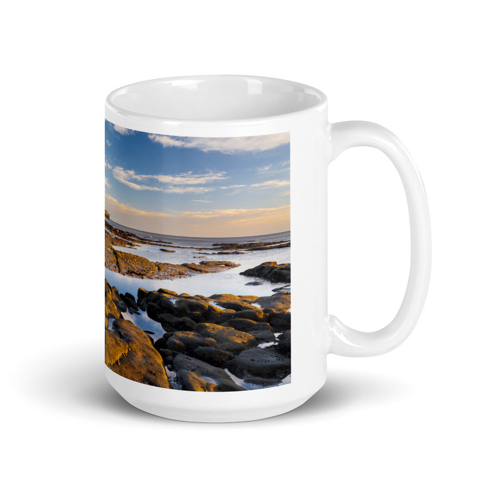 Amble Pier, Northumberland, White Glossy Mug