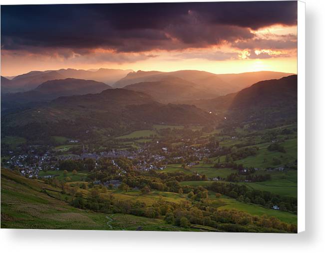 Last light over Ambleside, Lake District National Park Canvas Print