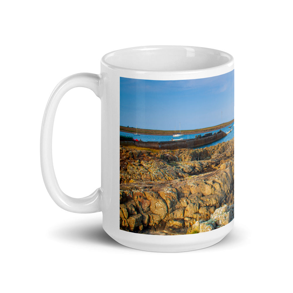 Lindisfarne Castle, Northumberland, White Glossy Mug